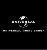 Universal Music Group logo featuring a globe with text on black background