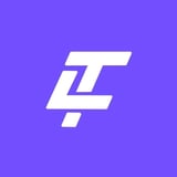 White lightning bolt logo on purple background