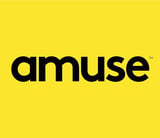 Amuse logo in black text on bright yellow background