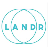 LANDR logo featuring turquoise overlapping circles with LANDR text in the center