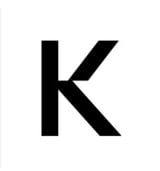 Black letter K on white background